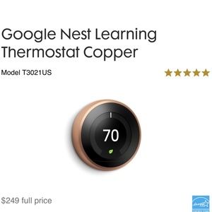 COPY - Nest thermostat new in box .  Can be shipped out today